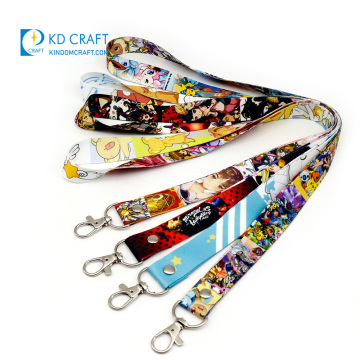 Wholesale no minimum order custom design your own heat transfer printing cartoon sublimation lanyard